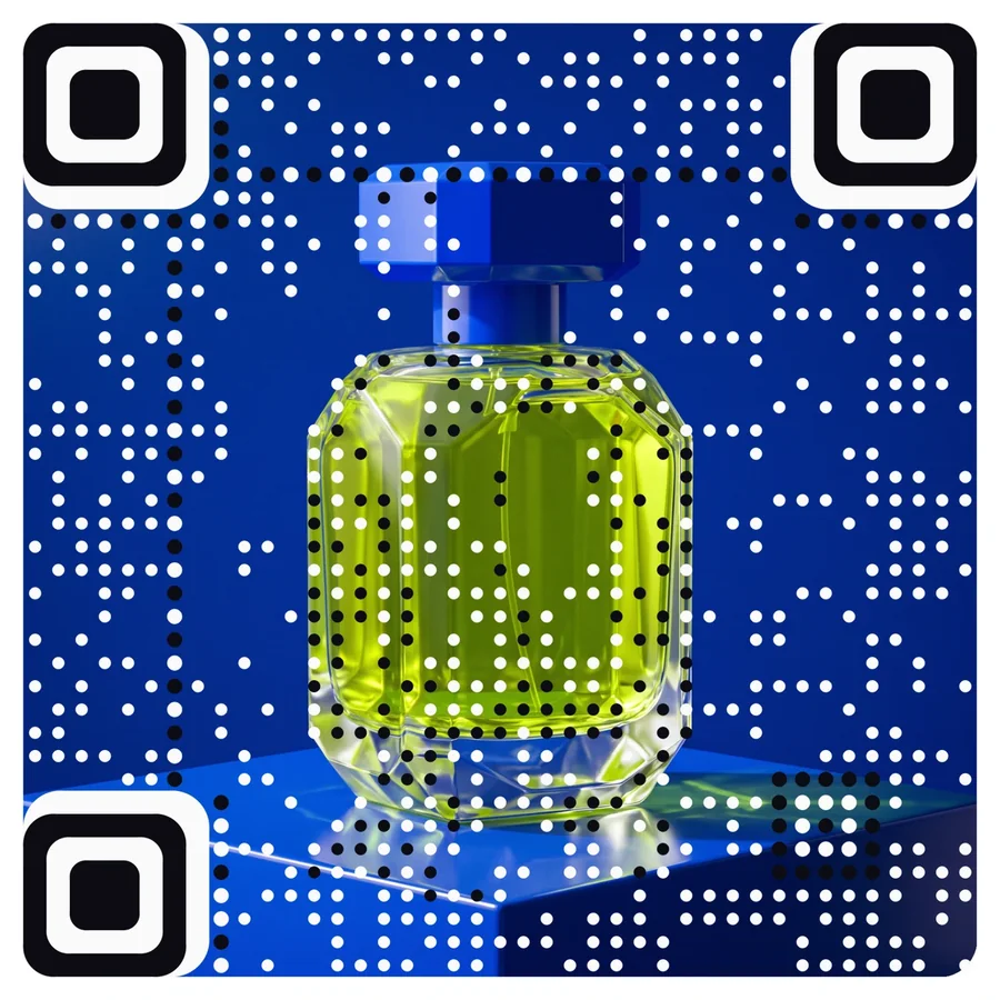 A perfume bottle as a scannable QR code